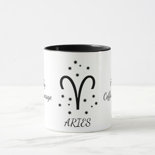 Simple Typoghraphy Aries Zodiac Coffee Mug (Center)