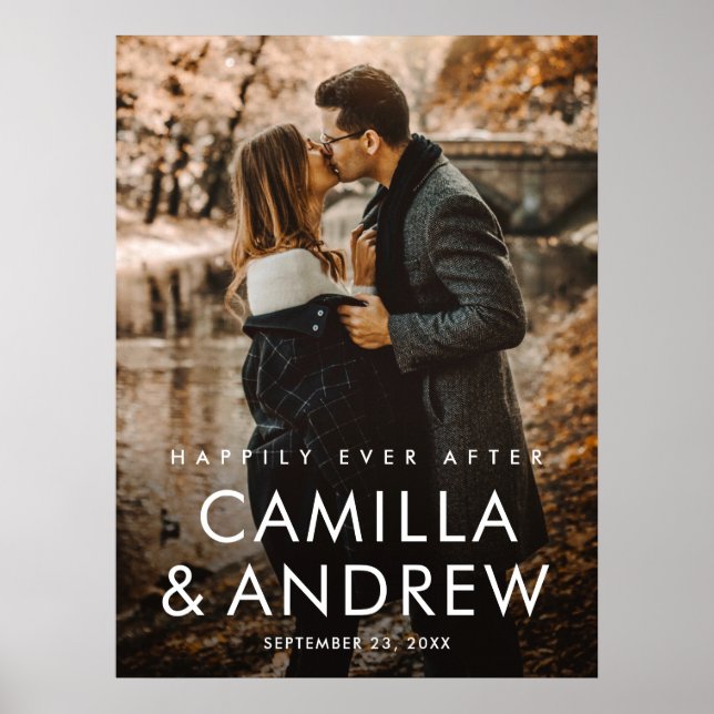 Simple Typographic Photo Wedding  Poster (Front)