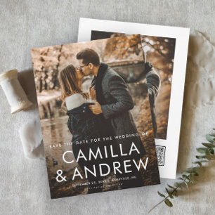 Simple Typographic QR code 2 Photo Wedding  Save The Date