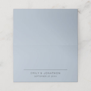 Simple Typographical Names Date Dusty Blue Wedding Place Card