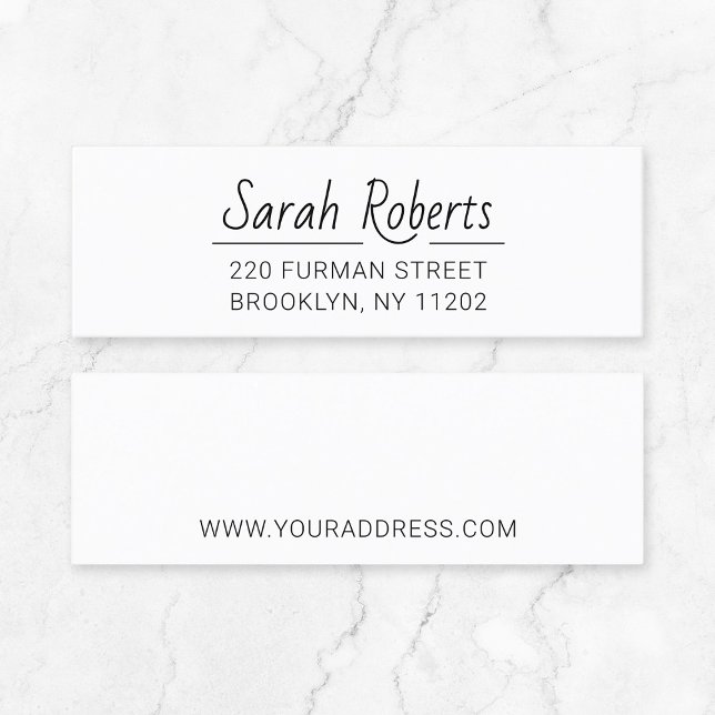 Simple Typography Address 03. Script Font . Mini Business Card (Small business stationary essentials - modern minimalist script typography business card.)