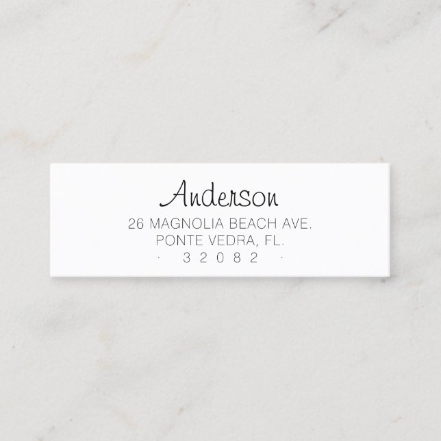 Simple Typography Address 04. Script Font . Mini Business Card (Front)