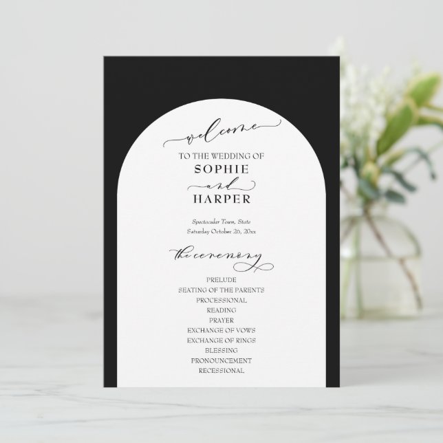 Simple Typography, Arch on Black Elegant Program (Standing Front)