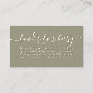 Simple Typography Baby Shower Sage Book Request Enclosure Card