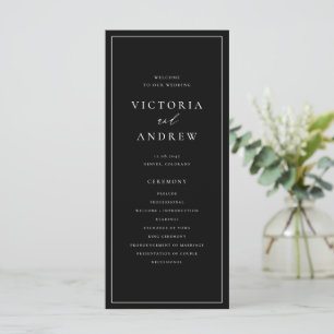 Simple Typography Black Formal Wedding Program
