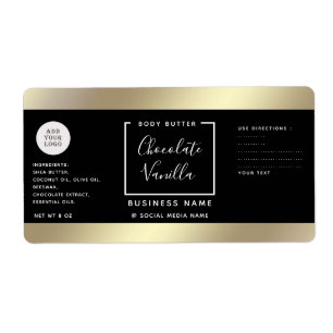 Simple typography black gold cosmetics logo label