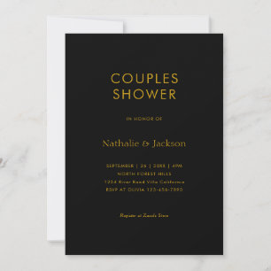 Simple Typography Black Gold Couple Shower Bridal Invitation