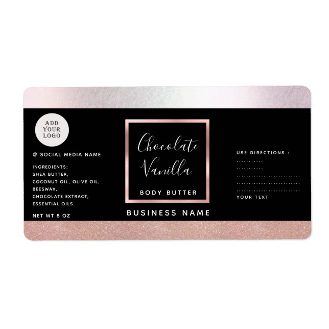 Simple typography black rose gold cosmetics logo l (Front)