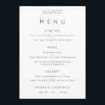 Simple Typography BlacK White Wedding Menu Card<br><div class="desc">Simple Typography BlacK White Wedding Menu. You can also change the font style and colours and the background colours on the front and back if you wish via the Click to Customise Further option.</div>