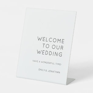 Simple Typography Black White Welcome to Wedding Pedestal Sign