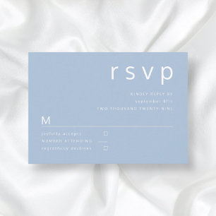 Simple Typography Blue Wedding RSVP Card