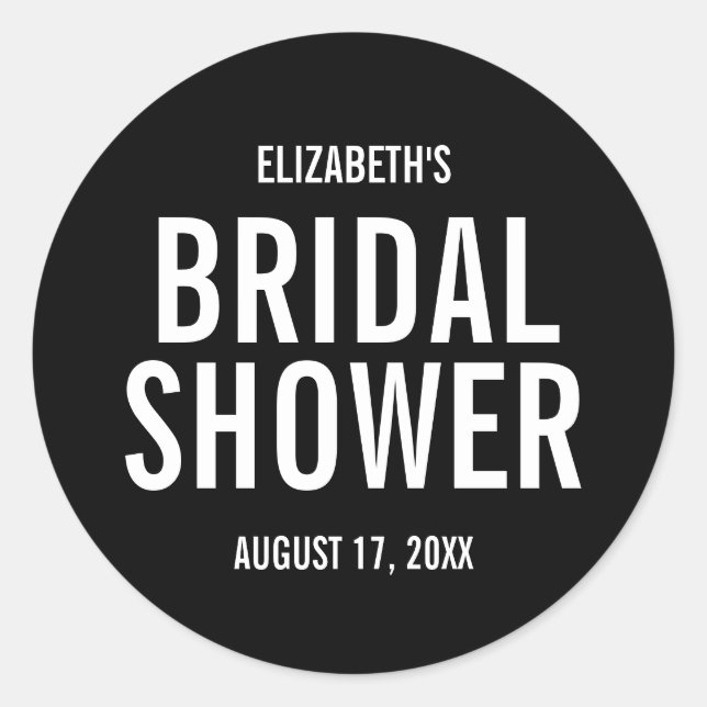 Simple Typography Bridal Shower Classic Round Sticker (Front)