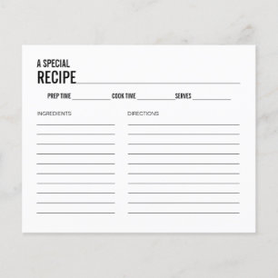 Simple Typography Bridal Shower Recipe Card