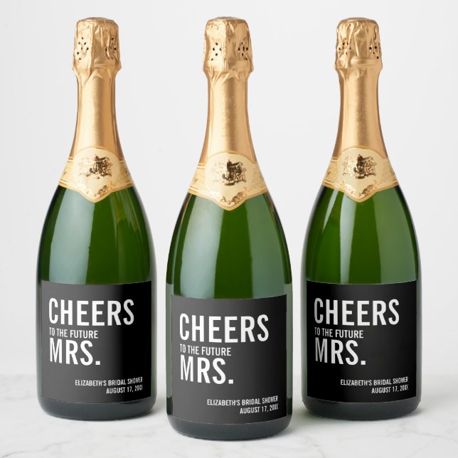 Simple Typography Bridal Shower Sparkling Wine Label (Bottles)
