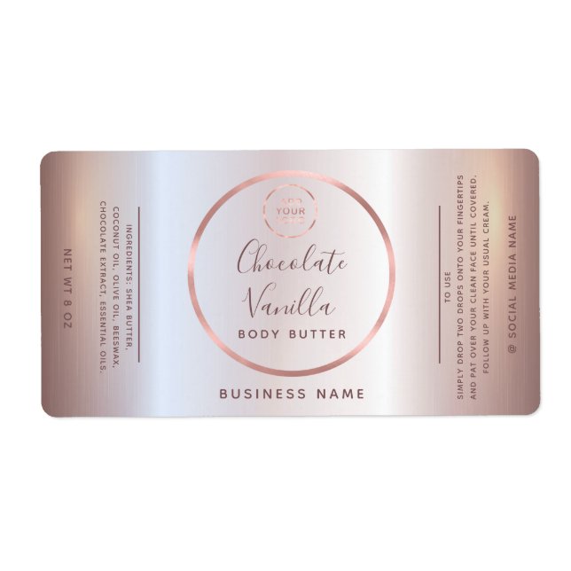 Simple typography circle rose gold frame logo labe (Front)