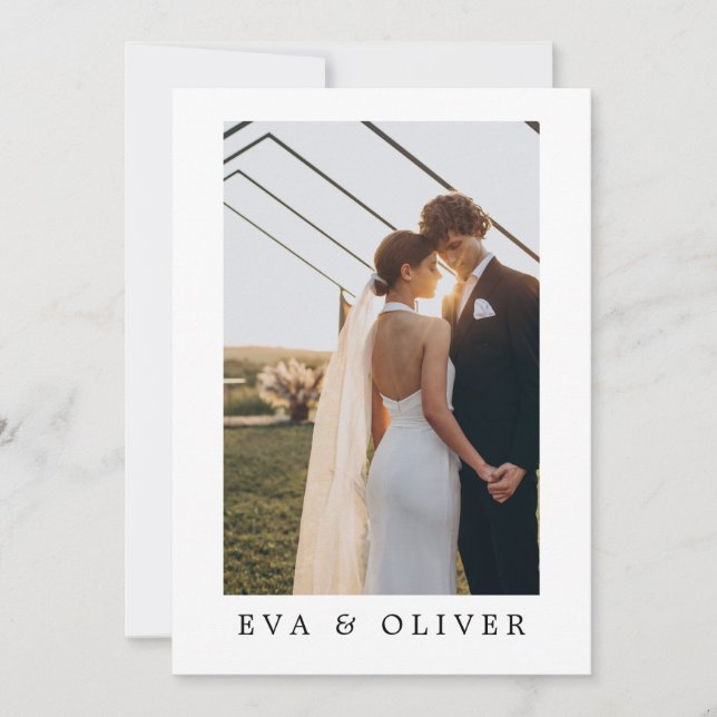 Simple Typography Couple Photo Wedding Invitation (Front)