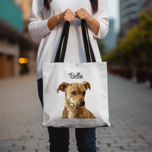 Simple Typography Custom Custom Dog Image Tote Bag (Creator Uploaded)