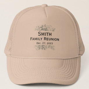 SIMPLE TYPOGRAPHY CUSTOM FAMILY REUNION FLORAL TRUCKER HAT