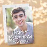Simple Typography Custom Photo Birthday Greeting Card<br><div class="desc">Design is modern and simple. Add a custom photo of the birthday celebrant and add his/her name,  add a custom message</div>