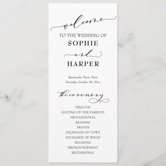 Simple Typography, Elegant Black & White Program (Front)
