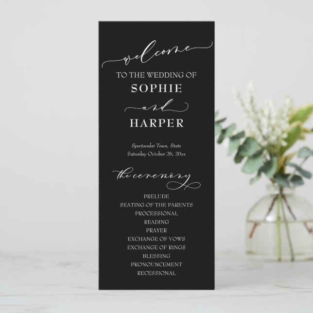 Simple Typography, Elegant Calligraphy Black Program (Standing Front)