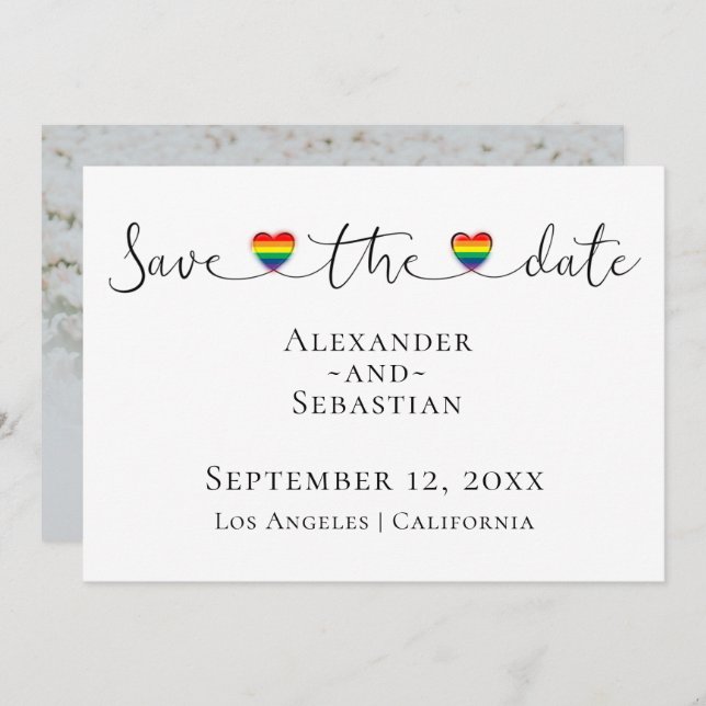 Simple Typography Gay Wedding Save The Date (Front/Back)
