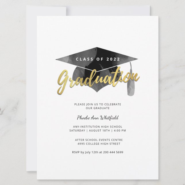 Simple Typography Grad Minimalist Graduation Party (Front)