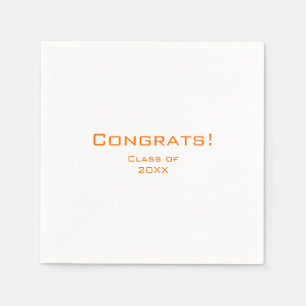 Simple Typography Graduation Party Orange Napkin
