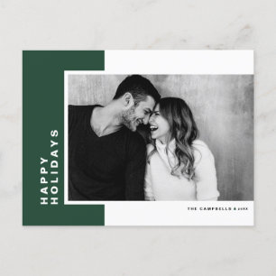 Simple Typography Green Colour Block Photo Holiday Postcard