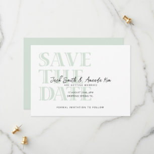Simple Typography Green Flat Save The Date Card