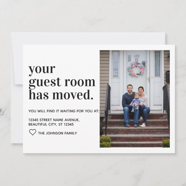 Simple Typography Guest Room Moved Photo Moving Announcement (Front)