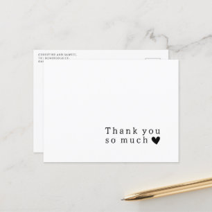 Simple Typography Heart Wedding Thank You Card
