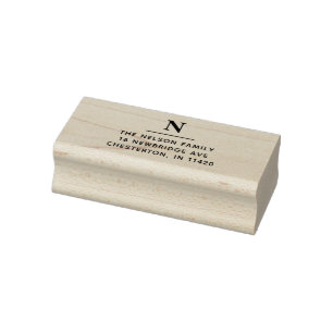 Simple Typography Initial Minimalist ReturnAddress Rubber Stamp