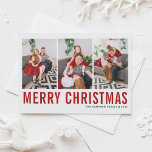 Simple Typography Merry Christmas Photo Collage Postcard<br><div class="desc">Simple Typography Merry Christmas Photo Collage Holiday Postcard | Send Christmas greetings to family and friends with this customisable holiday photo postcard. It features simple typography and snow pattern. The texts are fully customisable for any greetings. You can change the pattern to another photo or upload a white background if...</div>