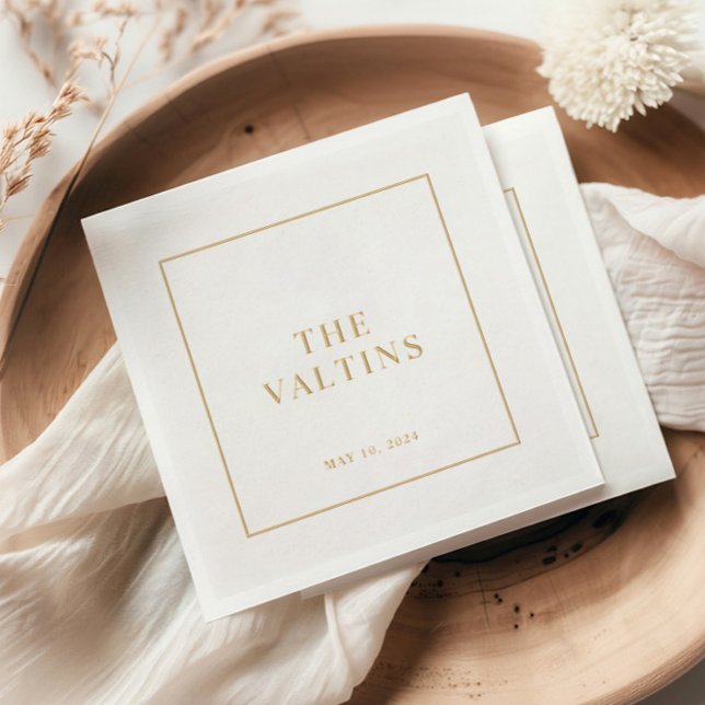 Simple Typography Minimal Wedding Foil Napkins (Elegant gold foil simple typography wedding napkins.)