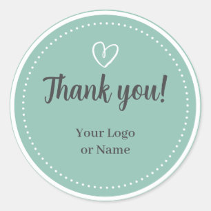 Simple typography minimalist Green Thank You Classic Round Sticker