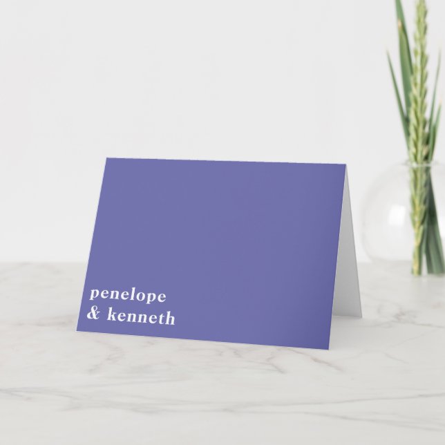Simple Typography Minimalist Modern Purple Wedding Thank You Card (Front)