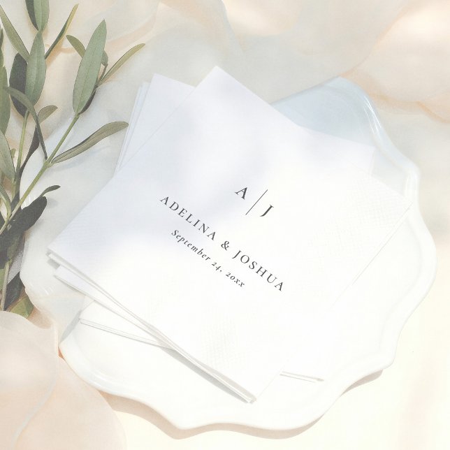 Simple Typography Minimalist Monogram Wedding Napkin (Creator Uploaded)
