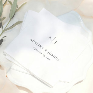 Simple Typography Minimalist Monogram Wedding Napkin