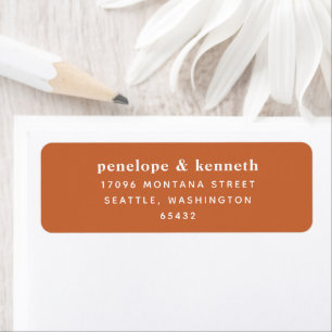 Simple Typography Modern Burnt Orange Wedding Invi Return Address Label