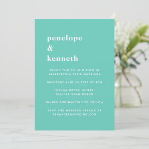 Simple Typography Modern Seafoam Mint Wedding  Invitation