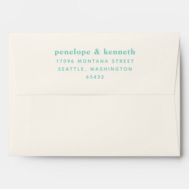 Simple Typography Modern Seaform Mint Wedding  Envelope (Back (Top Flap))