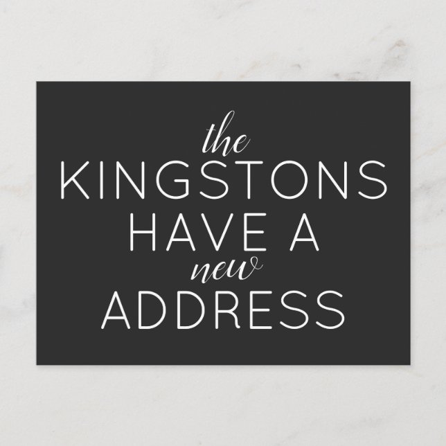 Simple Typography New Address Moving Announcement Postcard (Front)