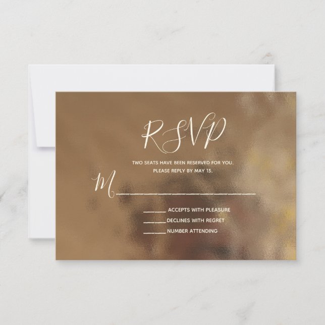 Simple Typography on Faux Creamy Gold. RSVP. RSVP Card (Front)