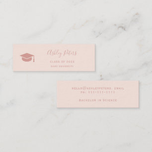 Simple typography pastel blush pink graduation  mini business card