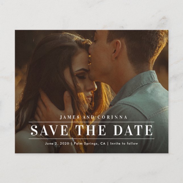 Simple Typography Photo Wedding Save The Date (Front)