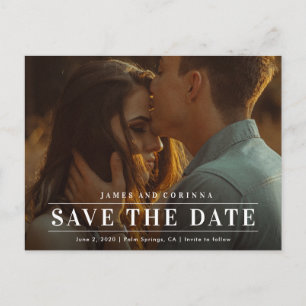 Simple Typography Photo Wedding Save The Date Announcement Postcard