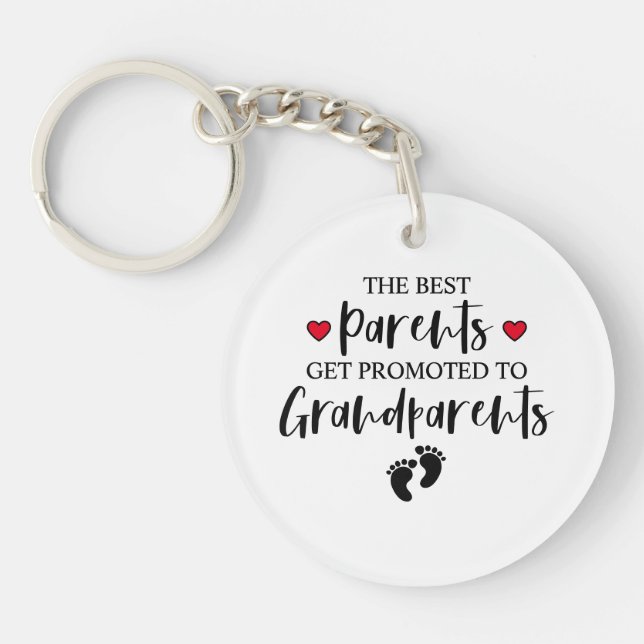 Simple Typography Promoted to Great Grandparents Key Ring (Front)