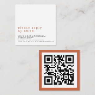Simple Typography QR Code Wedding Terracotta RSVP Enclosure Card