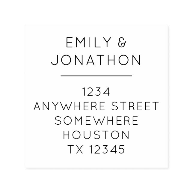 Simple Typography Return Name Address Square Self-inking Stamp (Design)